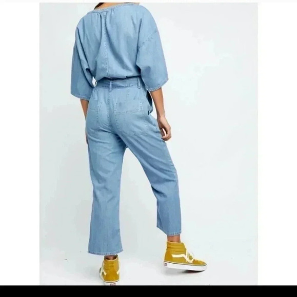 Free People Cotton Blend Loco Blue Button Down Oversized Marley Jumpsuit(XS)NWT - Picture 6 of 12